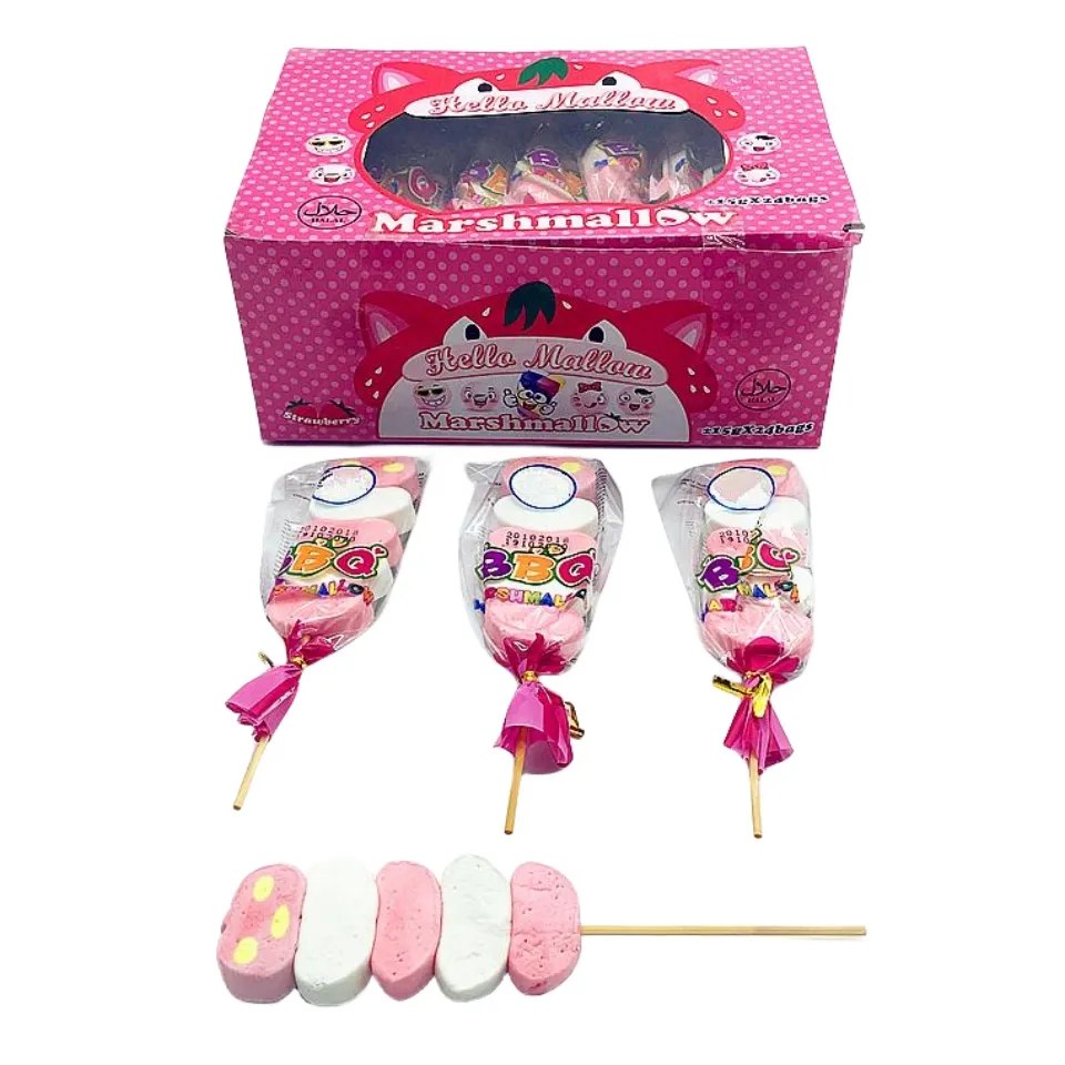 12g BBQ Stick Marshmallow Candy Lollipop Shape Soft Sweet